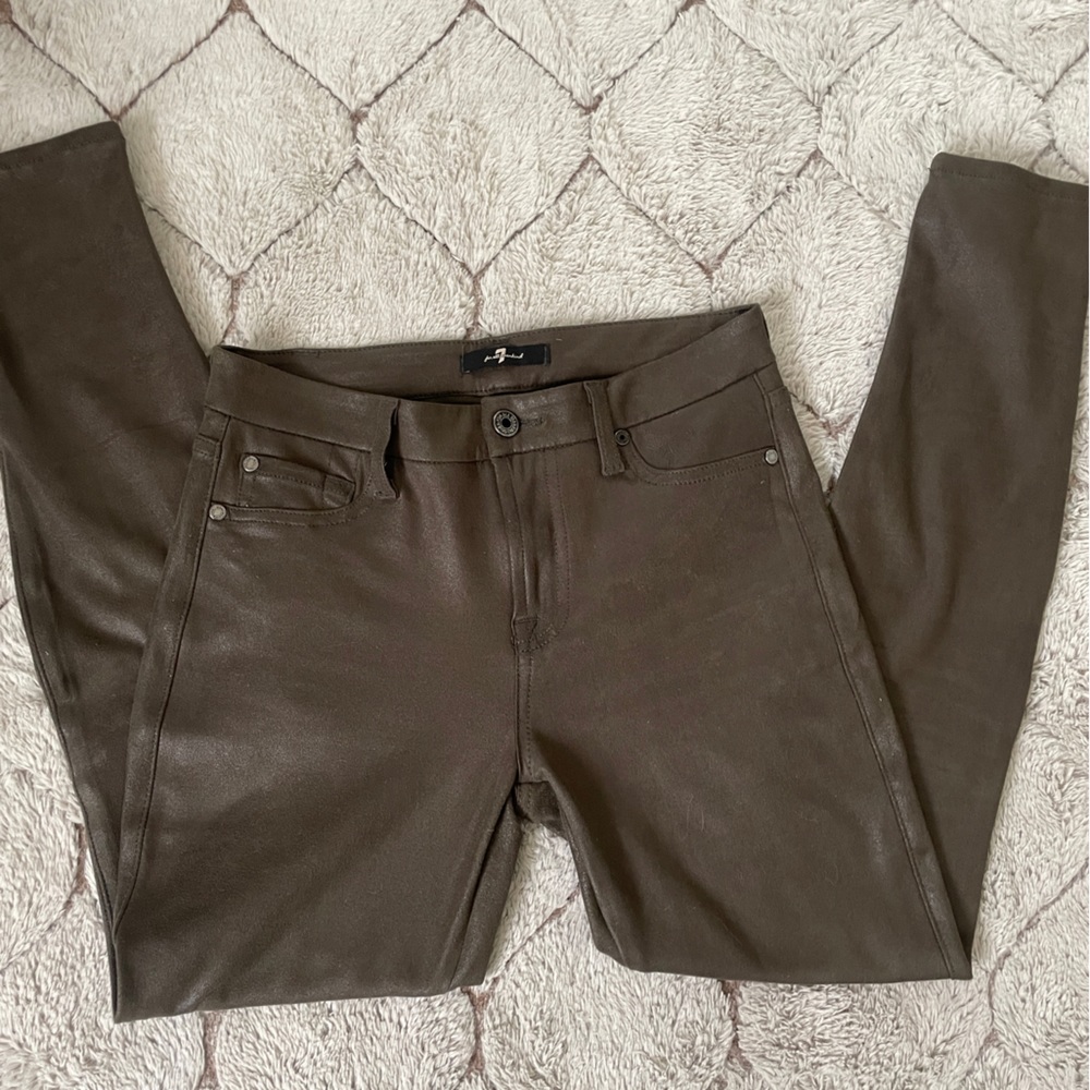 7 for all mankind suede-like finish olive jeans